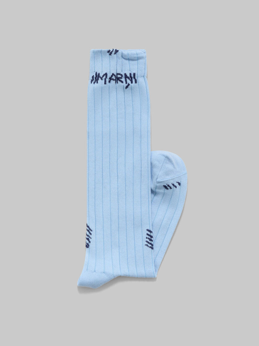 Light blue ribbed cotton socks with Marni mending - Socks - Image 2