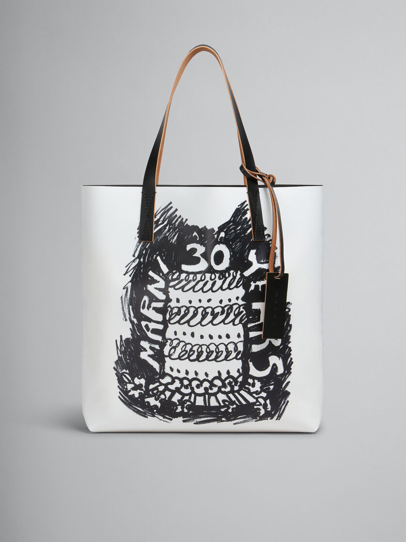 Two tone Tribeca tote with Marni 30th Anniversary print - Shopping Bags - Image 1