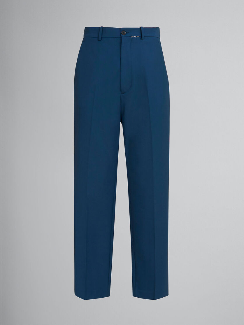 Blue wool trousers with Marni mending logo - Pants - Image 1