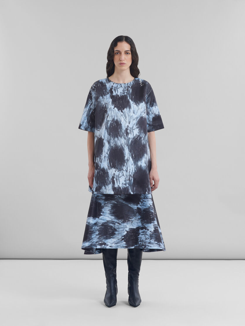 Grey duchesse dress with Crayon Leopard print - Dresses - Image 2