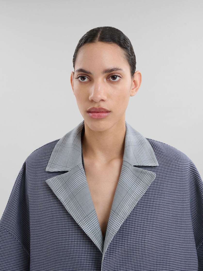 Blue houndstooth-check wool reversible coat - Coats - Image 5