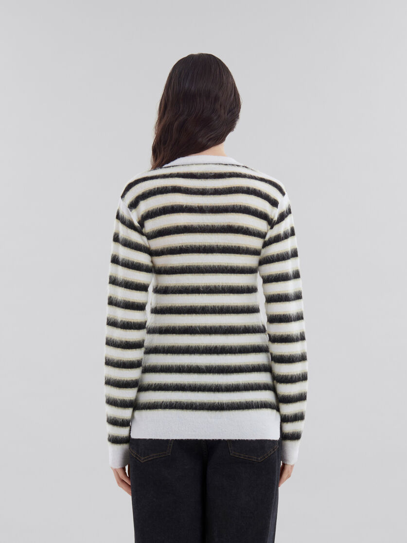 Pull en laine et mohair à rayures noires et blanches - pulls - Image 3