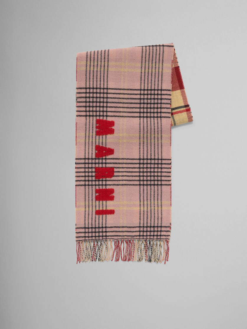 Pink double check wool scarf - Scarves - Image 1