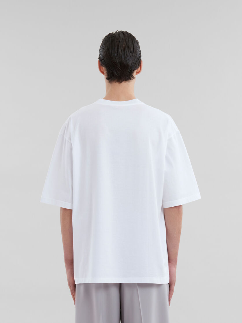 White organic cotton T-shirt with wrinkled Marni logo - T-shirts - Image 3