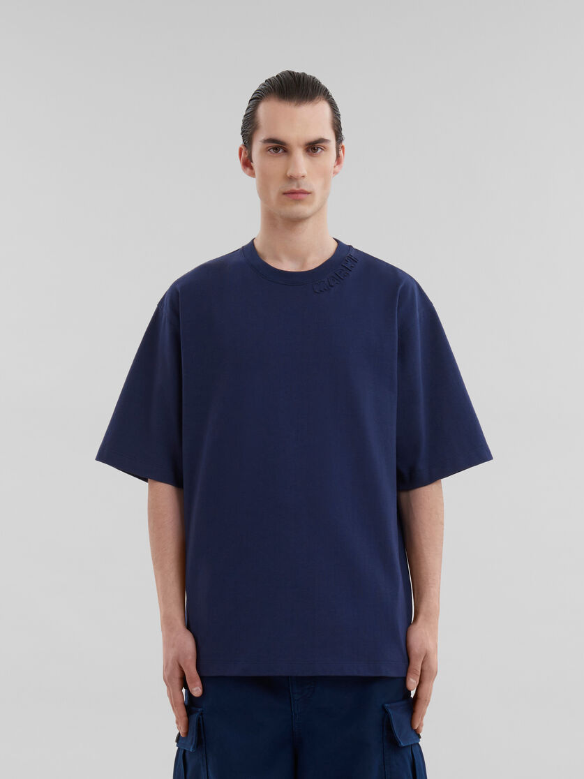 마르니 패치 장식 오가닉 라이트 블루 코튼 오버사이즈 티셔츠 - 티셔츠 - Image 2