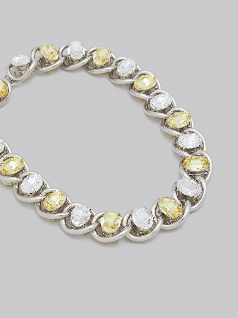 Clear and yellow rhinestone chunky chain necklace - Necklaces - Image 3