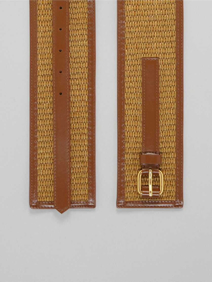 Cinturón marrón de piel y tejido efecto rafia - Cinturones - Image 4