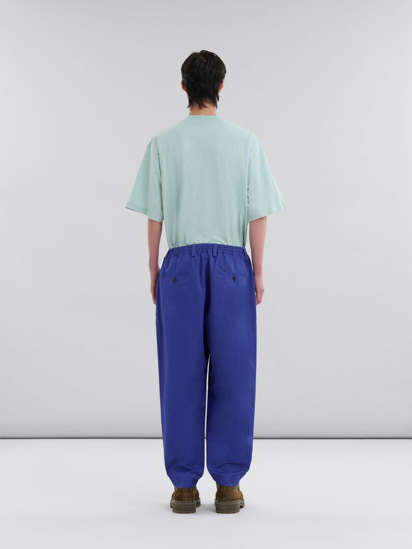 Blue organic gabardine trousers with drawstring waist - Pants - Image 3