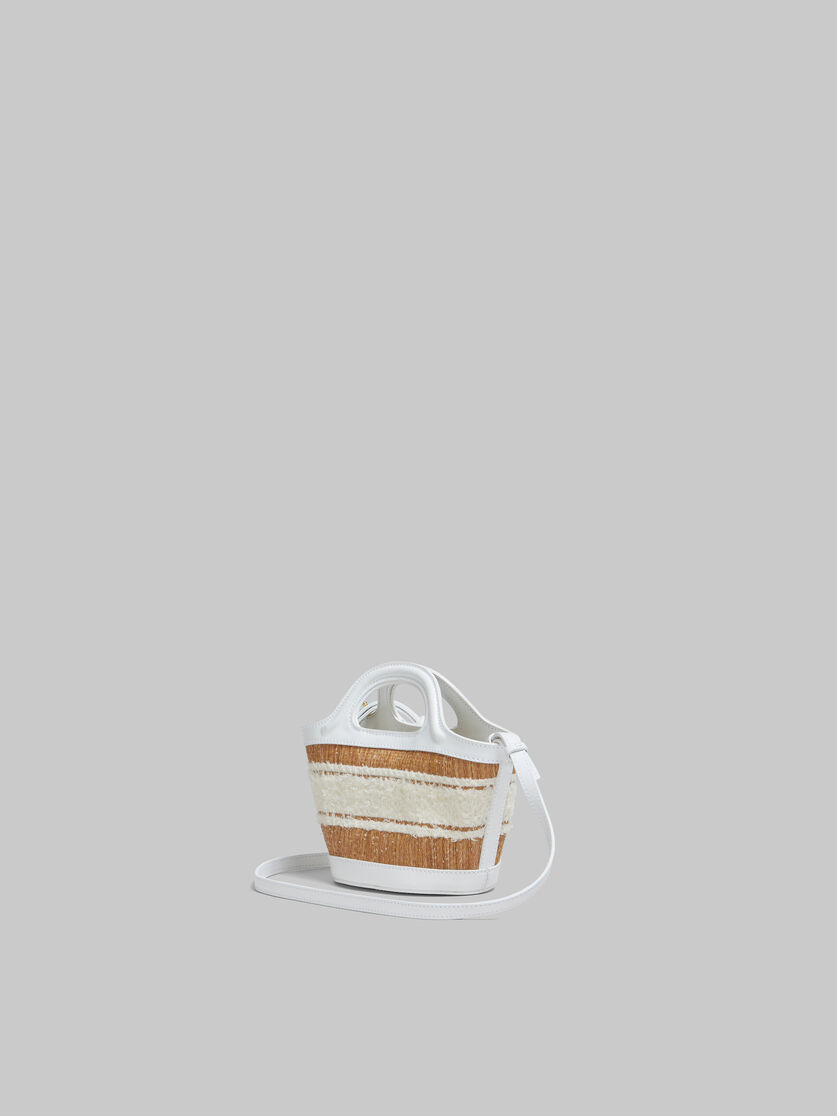 Mini-Tasche Tropicalia aus weißem Leder mit Bast-Optik und flauschigem Logo - Handtaschen - Image 3