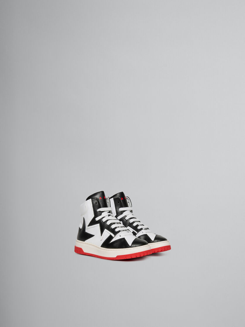 Black and white leather high top sneaker - Sneakers - Image 2