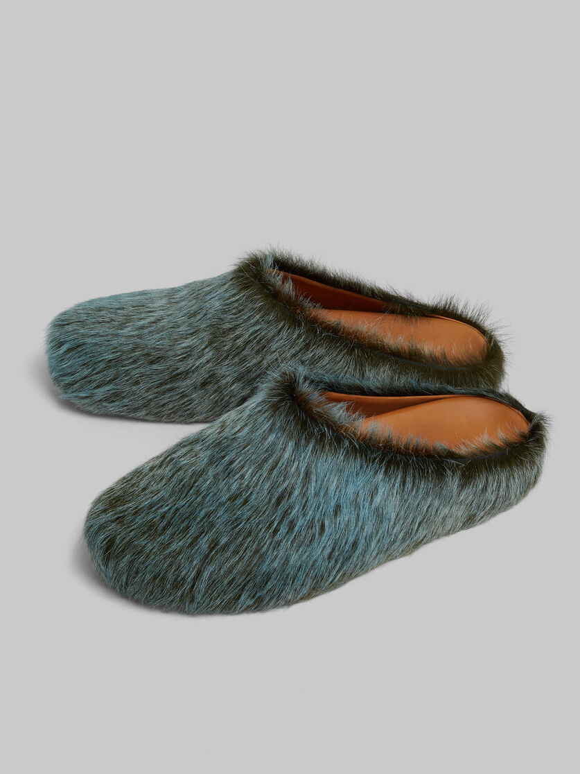 Blue-grey long hair calfskin Fussbett sabot - Clogs - Image 5