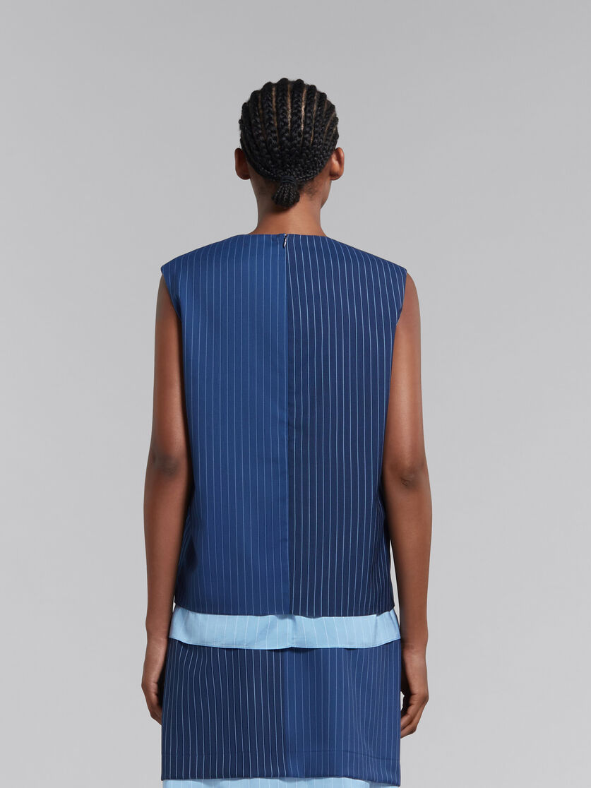 Blue dégradé pinstripe wool sleeveless top - Shirts - Image 3
