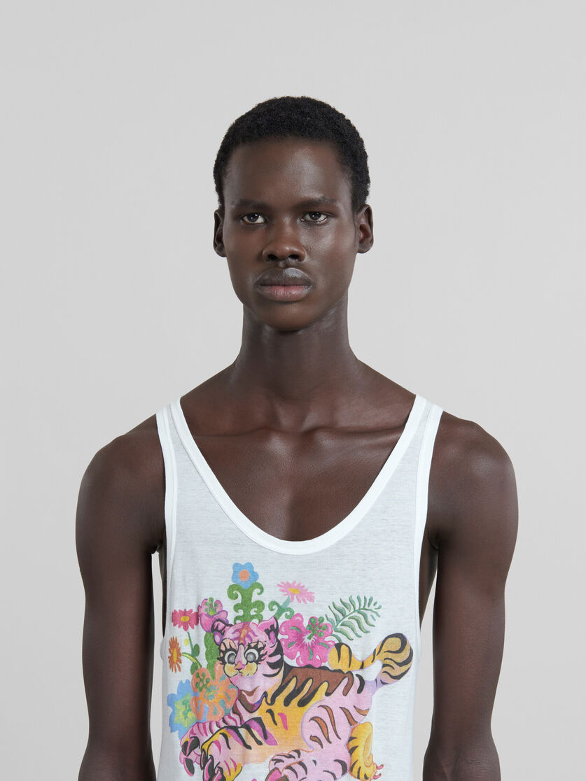 White organic jersey tank top with print - T-shirts - Image 4