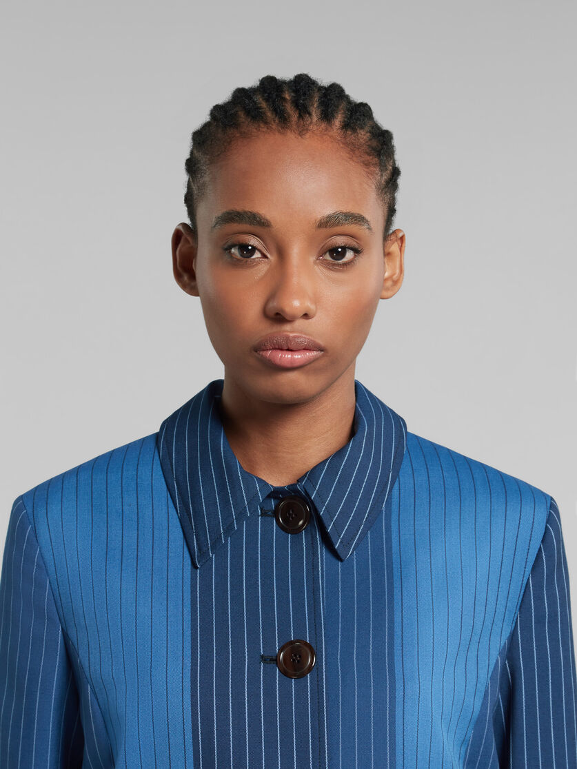 Veste en laine à fines rayures avec dégradé bleu - Manteaux - Image 4
