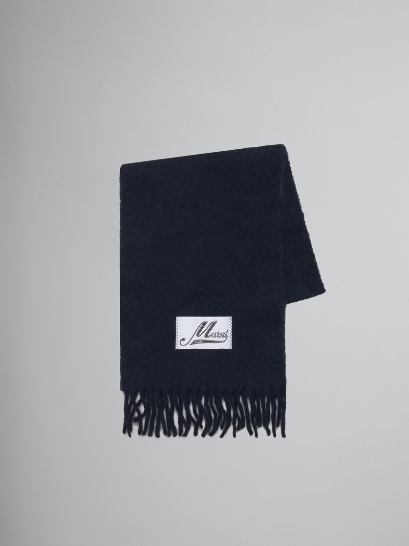 Light blue brushed alpaca scarf with fringes - Scarves - Image 1