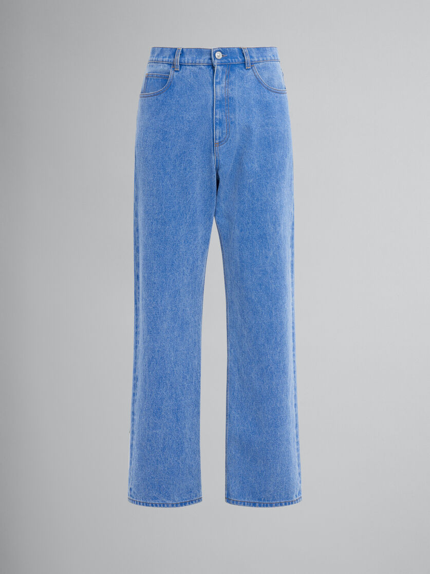 Blue organic denim wide-leg jeans - Pants - Image 1