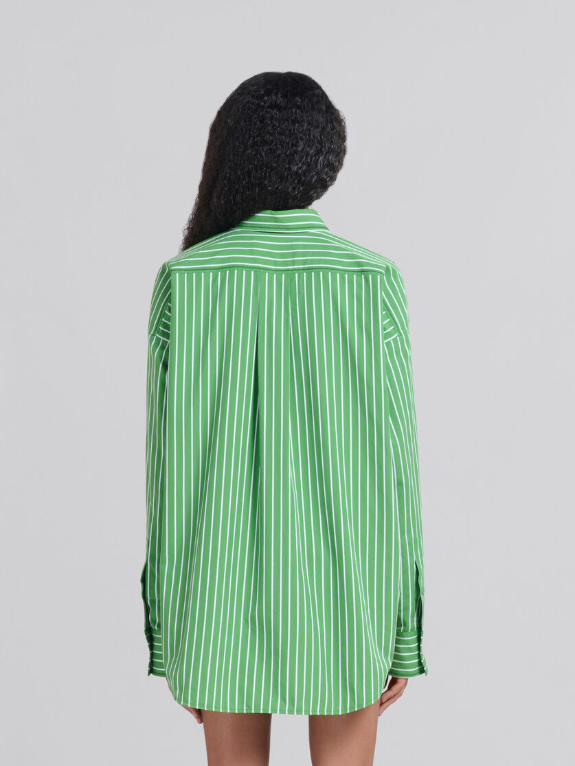 Green striped organic poplin shirt with Marni mending - Shirts - Image 3