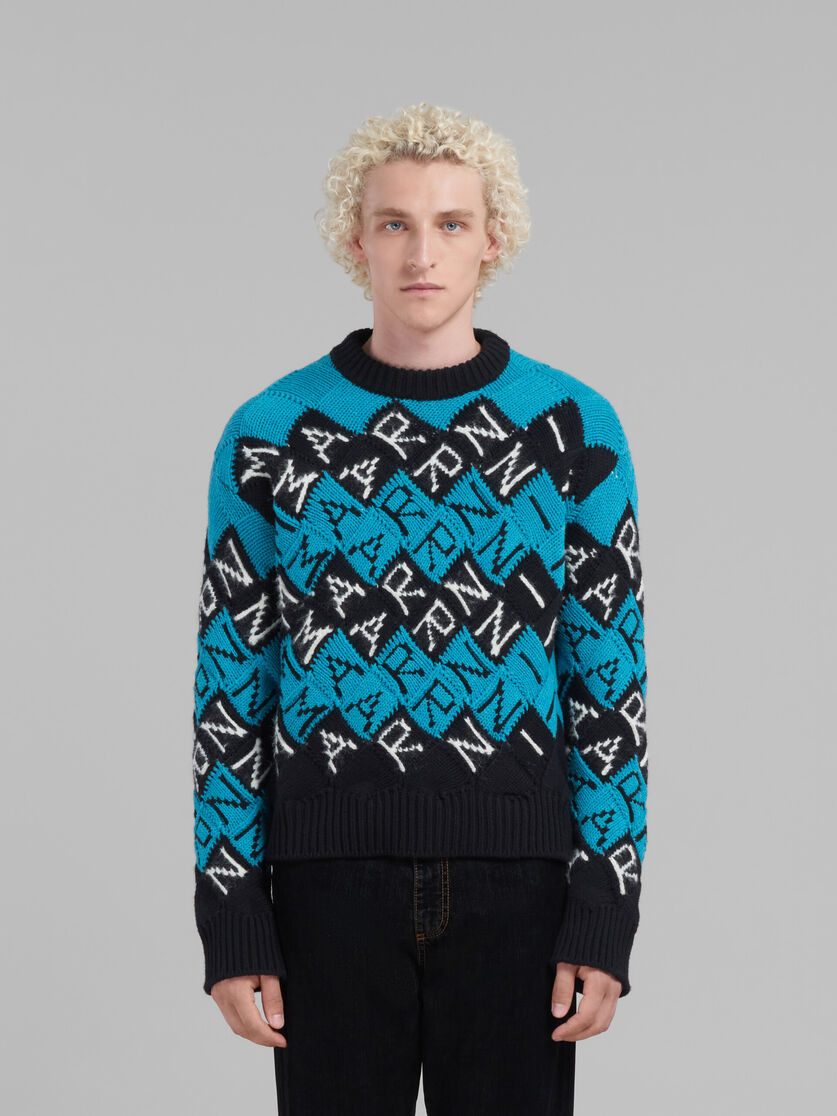 Blue and black wool Marni block jumper - Pullovers - Image 2