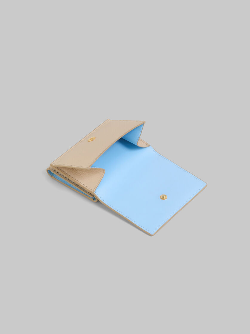 Light blue leather trifold wallet with Marni Mending embroidery - Wallets - Image 5