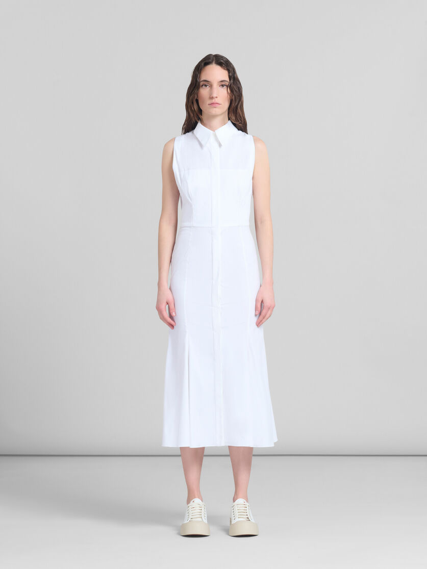 Vestido de corte sirena de algodón orgánico blanco - Vestidos - Image 1