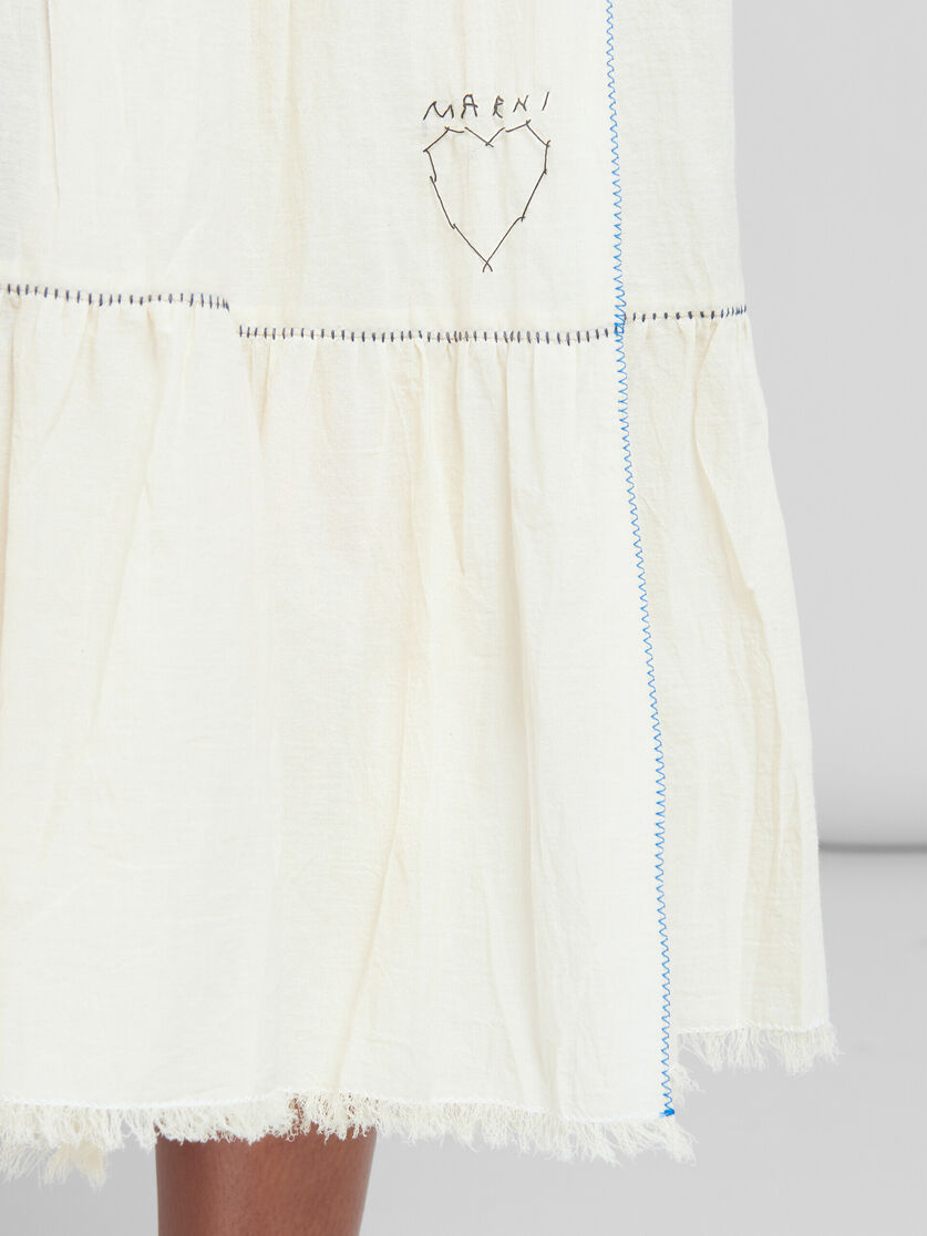 Falda con volante ancho en el bajo de gasa de algodón orgánico beige claro - Faldas - Image 4