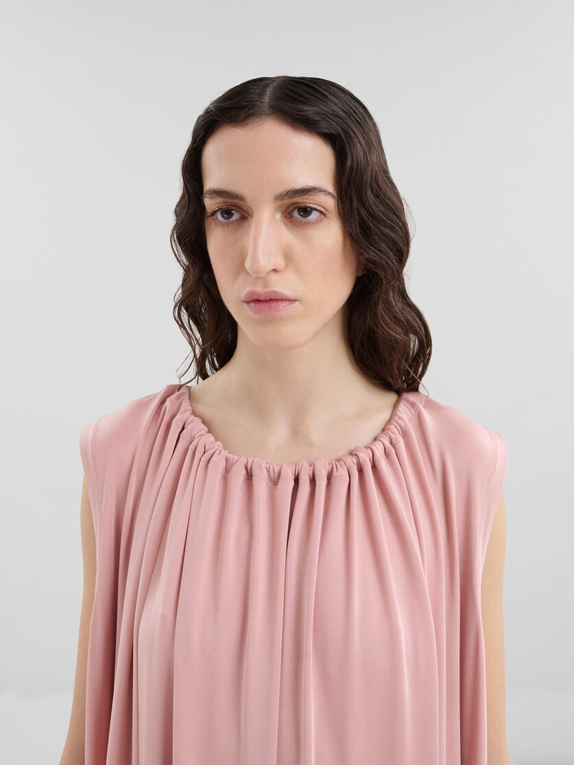 Pink stretch jersey dress with gathered neck - Dresses - Image 4