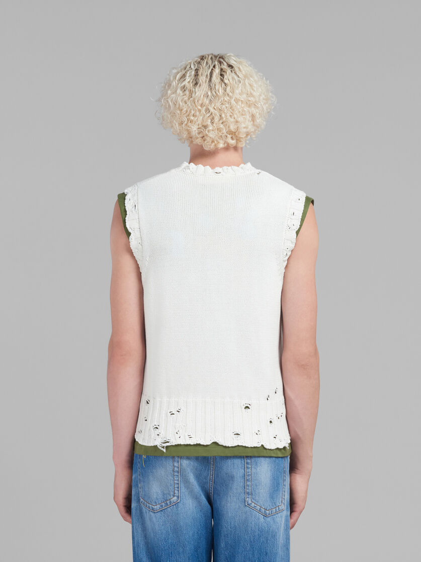 Black cotton V-neck vest - Pullovers - Image 3