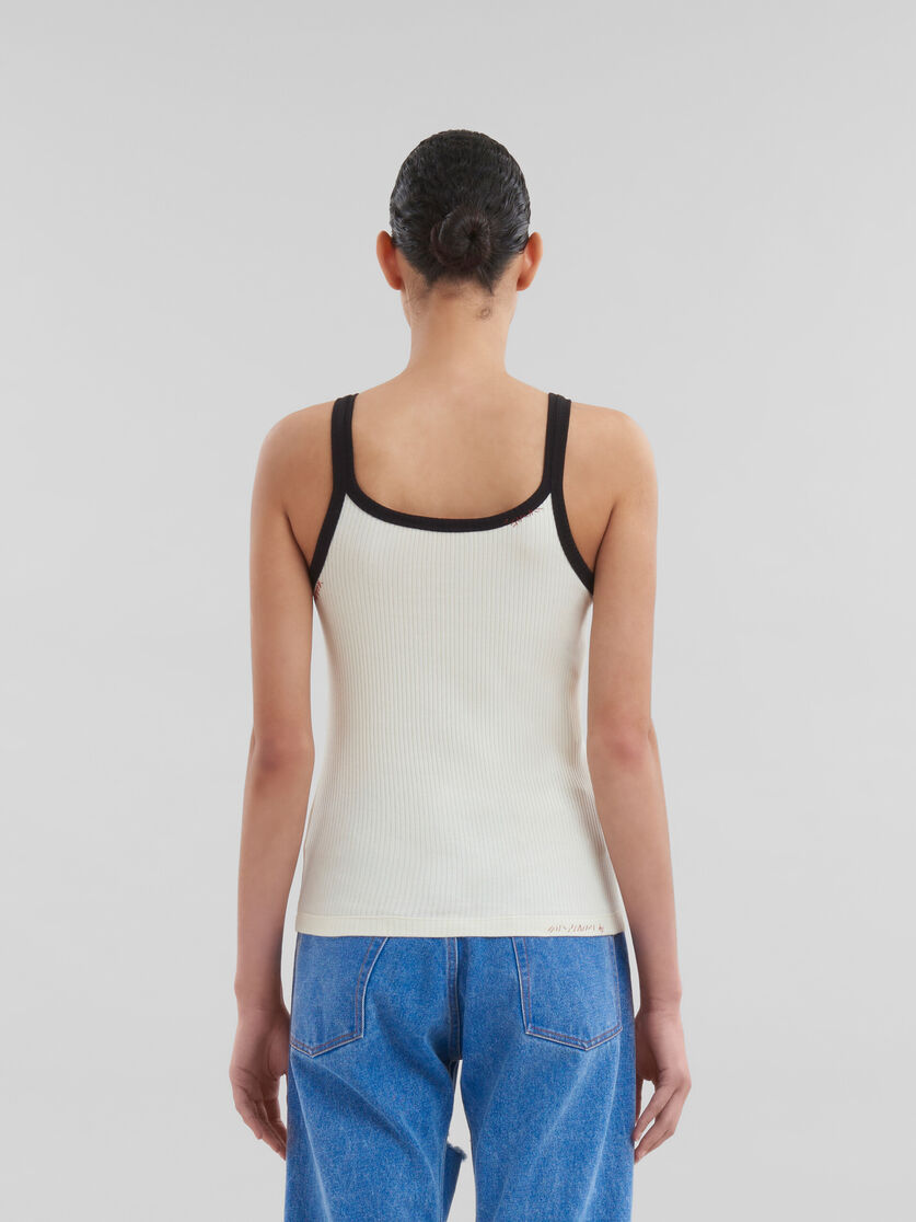 White ribbed cotton tank top with Marni mending - T-shirts - Image 3