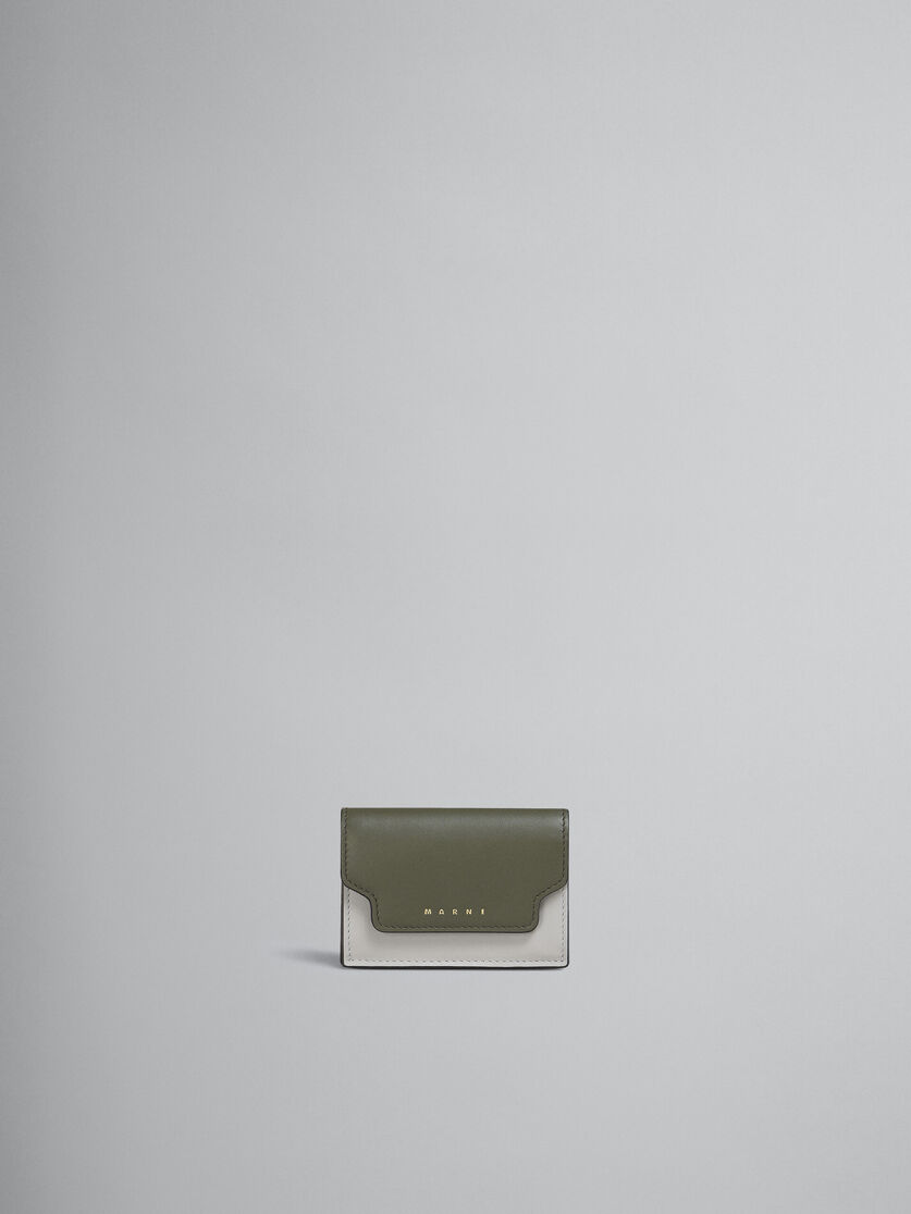 グレー、ホワイト、ブラウン レザー製三つ折りウォレット - 財布 - Image 1