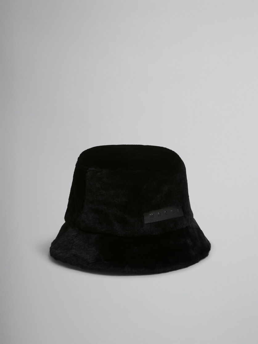 Gorro de pescador negro de borreguito rasurado - Sombrero - Image 1