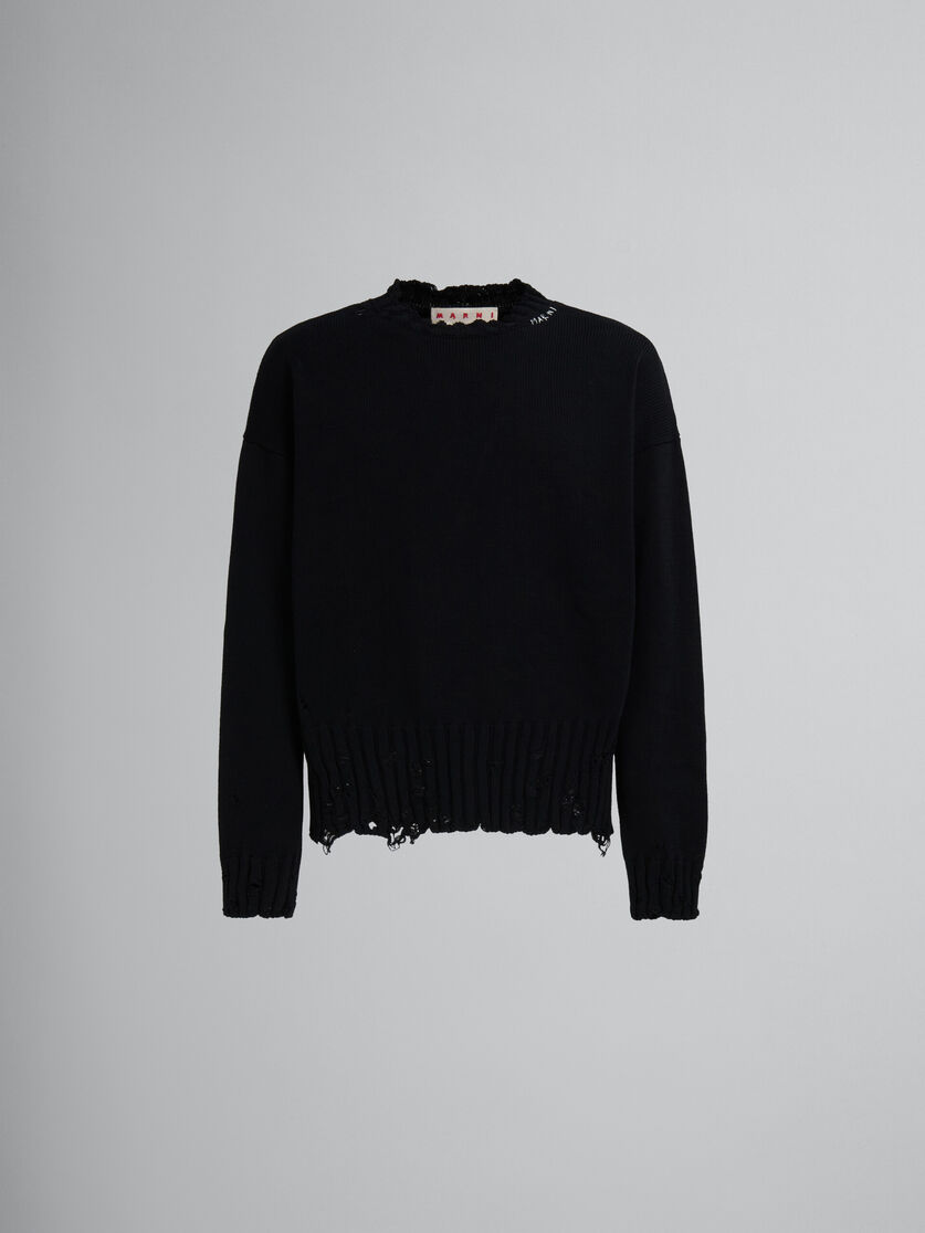 Black twisted crewneck sweater - Pullovers - Image 1