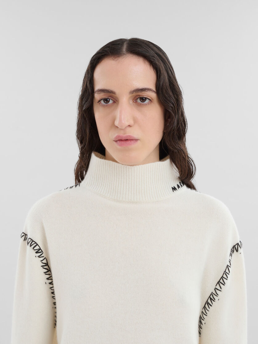 White wool-cashmere wrap jumper with Marni mending - Pullovers - Image 4