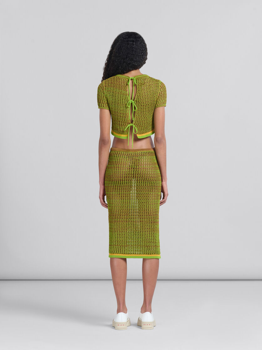 Falda midi de rejilla en algodón orgánico verde - Faldas - Image 3