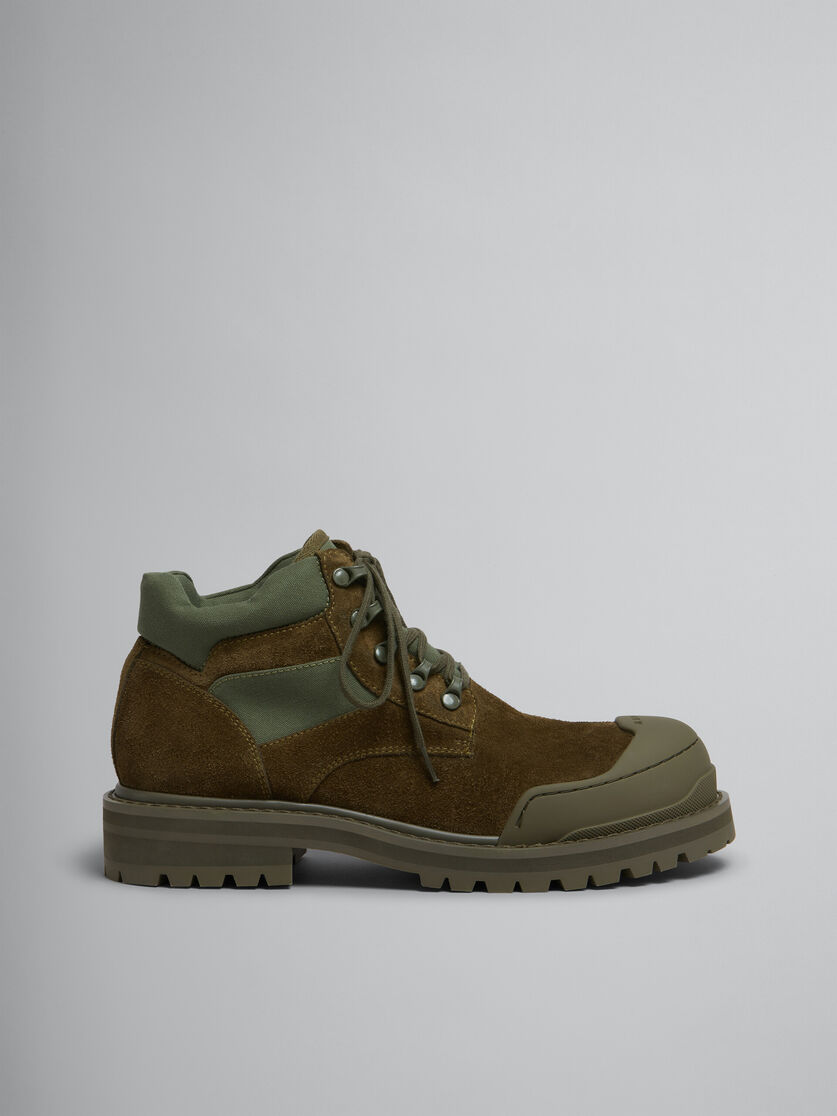 Green suede Patchy combat boot - Boots - Image 1