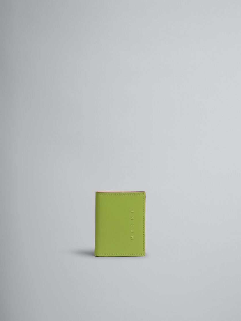 입체적인 마르니 로고 디테일의 블루 가죽 2단 지갑 - 지갑 - Image 1