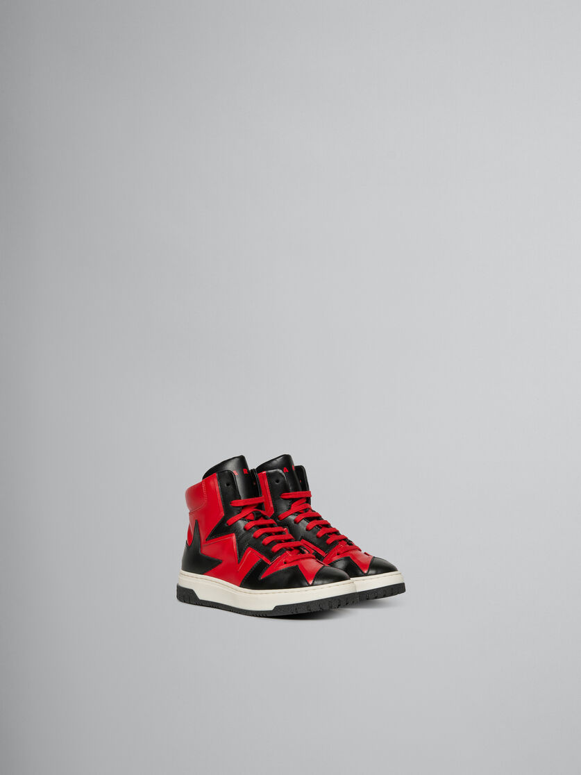 Sneaker alta in pelle rossa e nera - Sneakers - Image 2