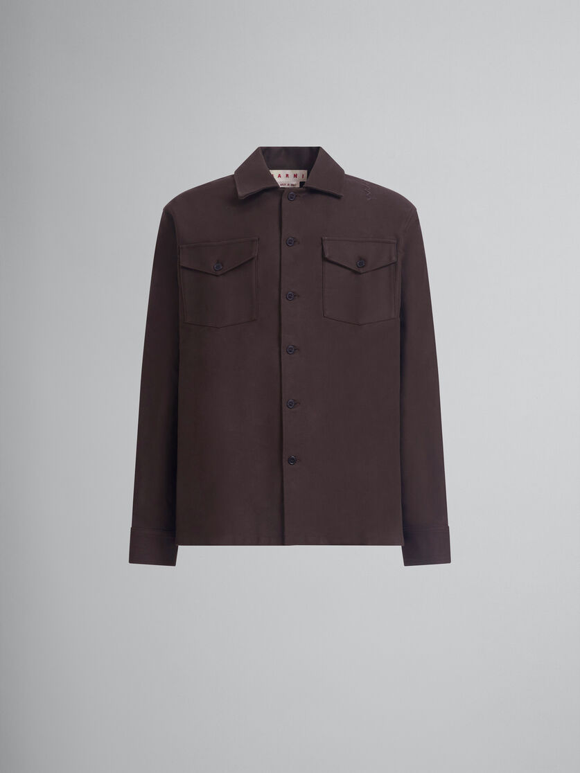 Brown organic cotton satin shirt - Shirts - Image 1