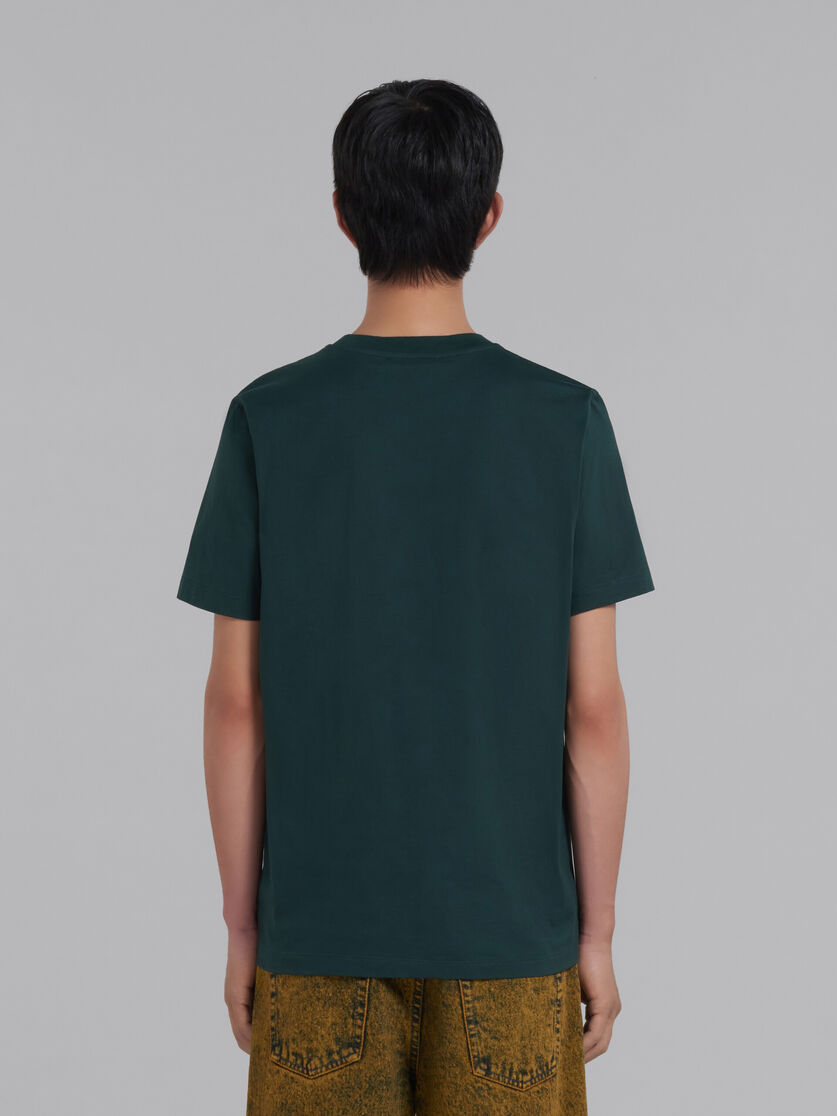 Green organic cotton T-shirt with Marni patch - T-shirts - Image 3