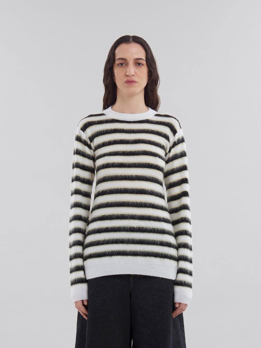 Schwarz-weiß gestreifter Pullover aus Wolle und Mohair - Pullover - Image 2
