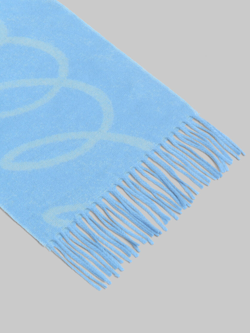 Blue wool-cashmere scarf with Echoes motif - Scarves - Image 4