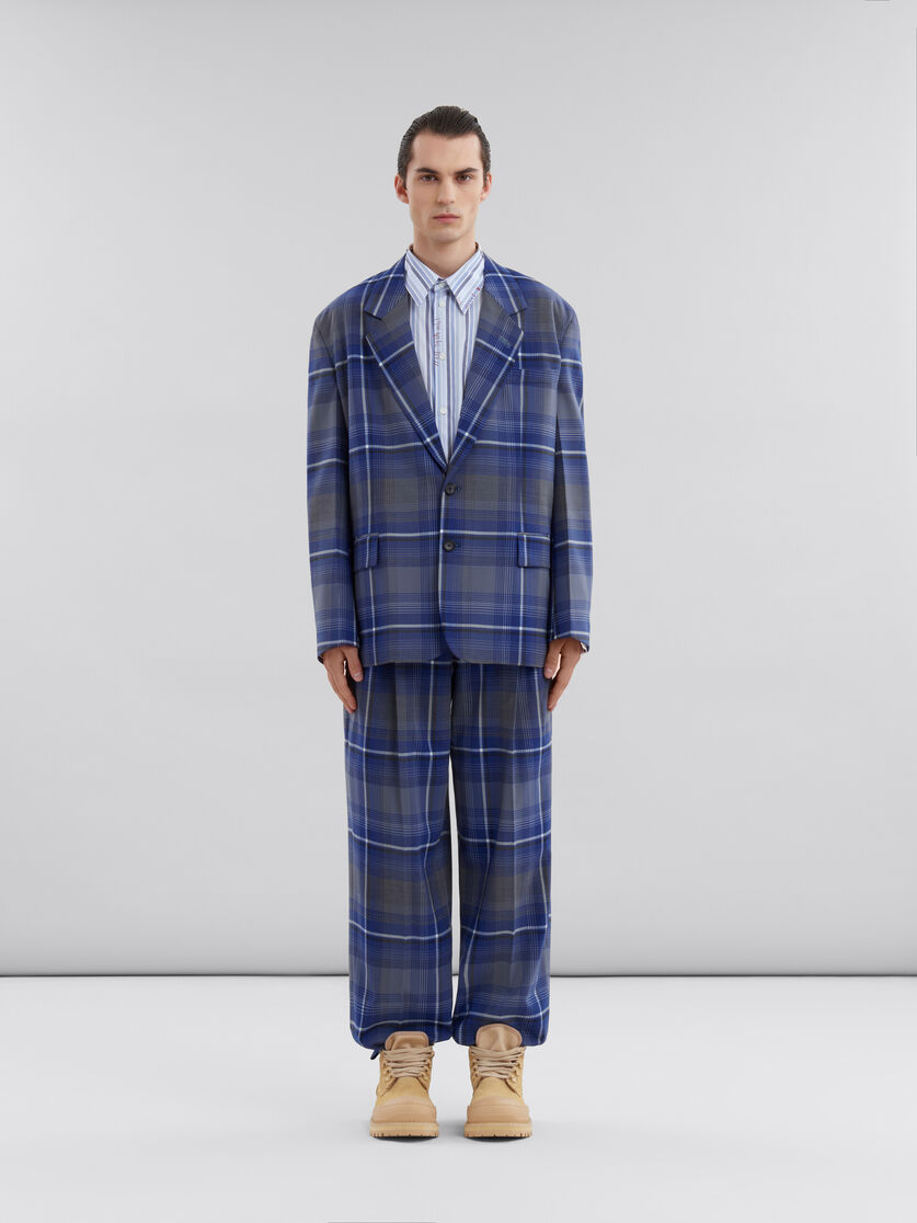 Blue checked wool blazer with Marni mending - Jackets - Image 2