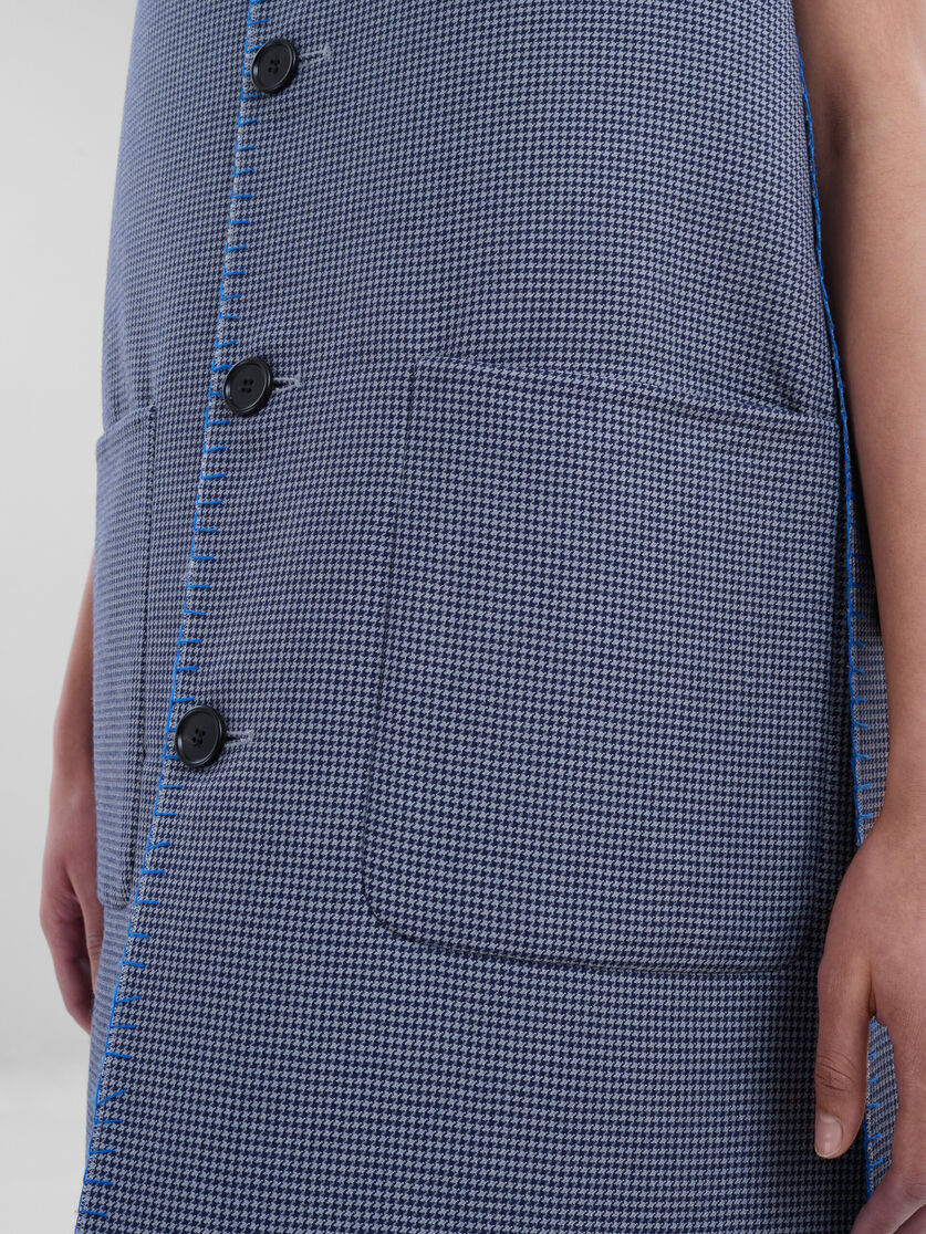 Blue checked wool reversible sleeveless jacket - Waistcoats - Image 5