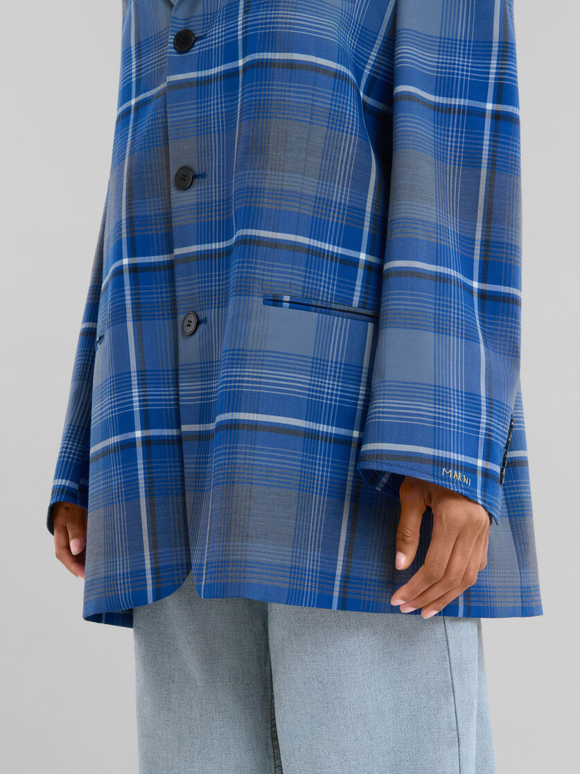 Blue checked virgin wool oversized jacket - Jackets - Image 5