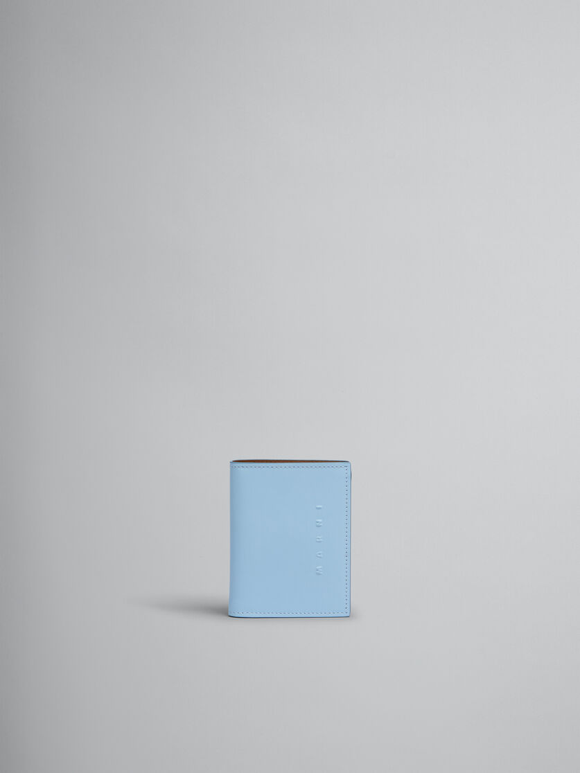 Portefeuille à deux volets en cuir bleu avec logo Marni en relief - Portefeuilles - Image 1