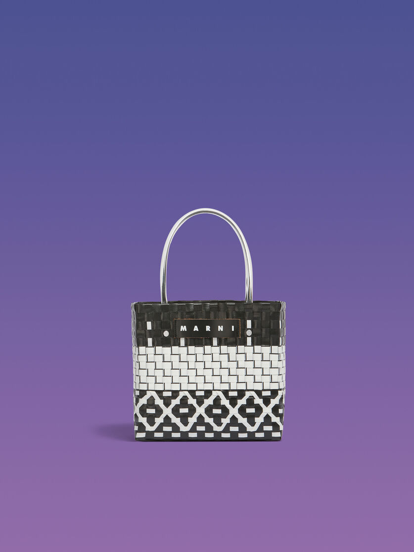 Blue geometric MARNI MARKET MINI BASKET Bag - Shopping Bags - Image 1