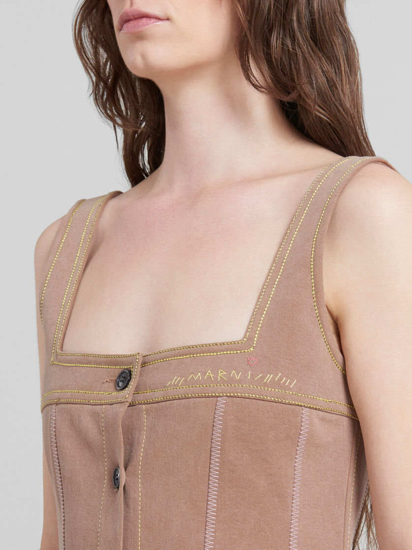 Robe sirène en denim organique marron avec coutures contrastées - Robes - Image 4