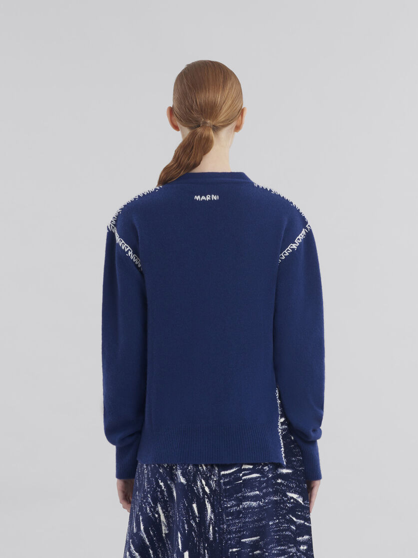 Blue wool-cashmere cardigan with Marni mending - Pullovers - Image 3