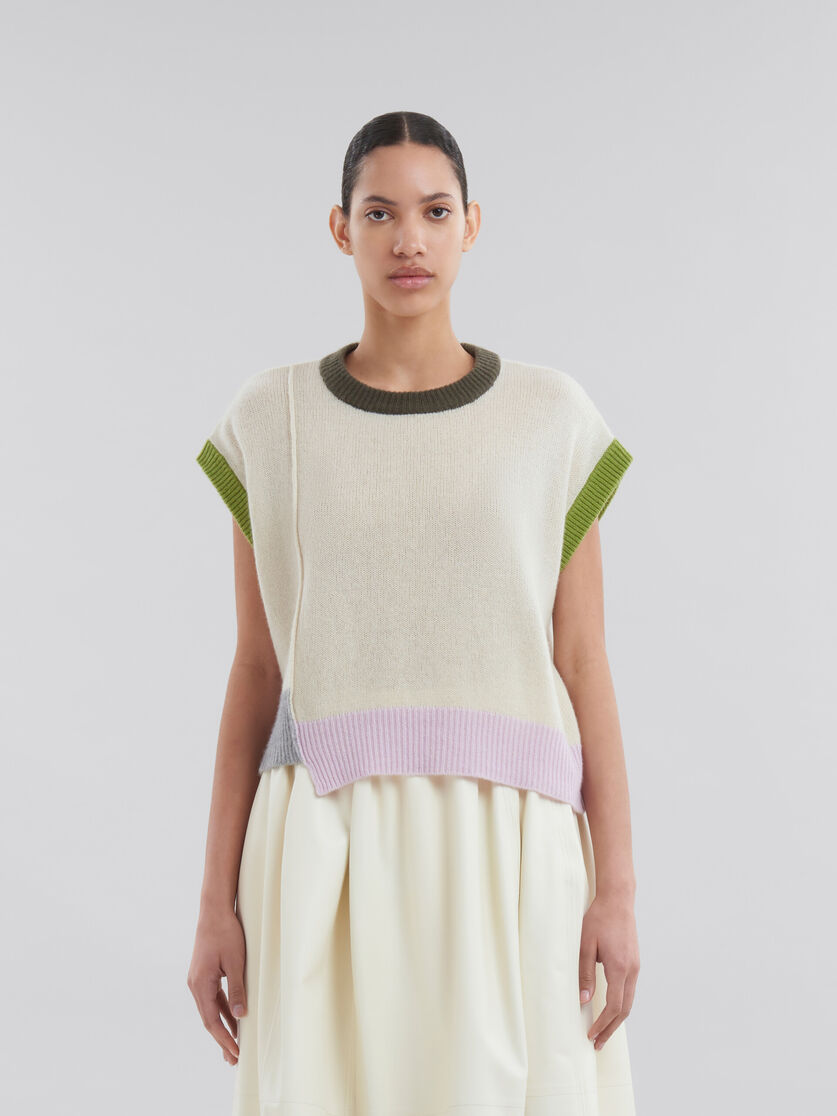 Maglia in cashmere marrone color block - Pullover - Image 2