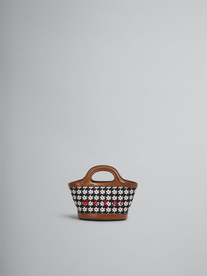Black canvas Tropicalia Micro Bag with daisy print - Handbags - Image 1