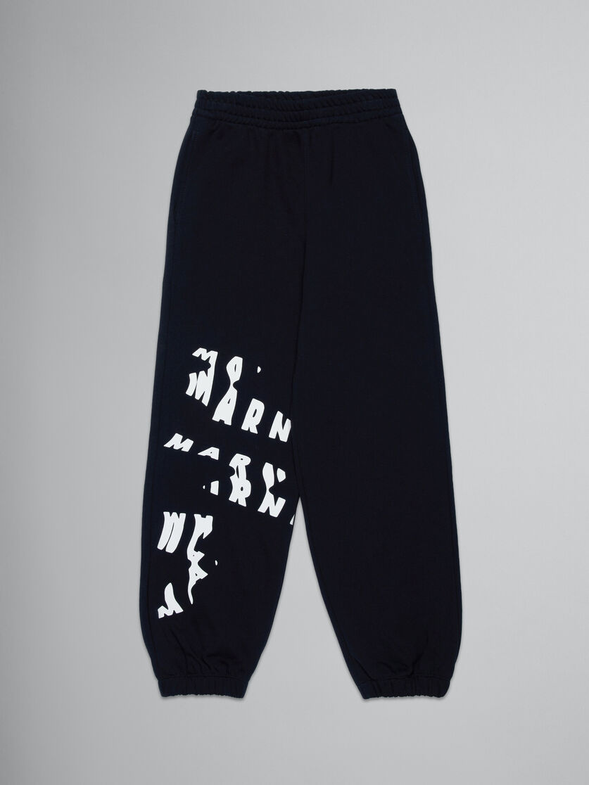 Balck fleece baggy trousers with logo - Pants - Image 1